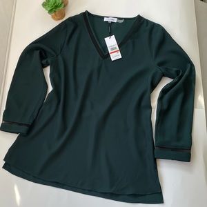 Calvin Klein green Women's V-Neck Blouse XS